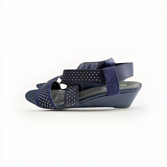 Coach and Four Navy Blue Strappy Sandals – Women’s Size 6 M - Picture 2 of 10